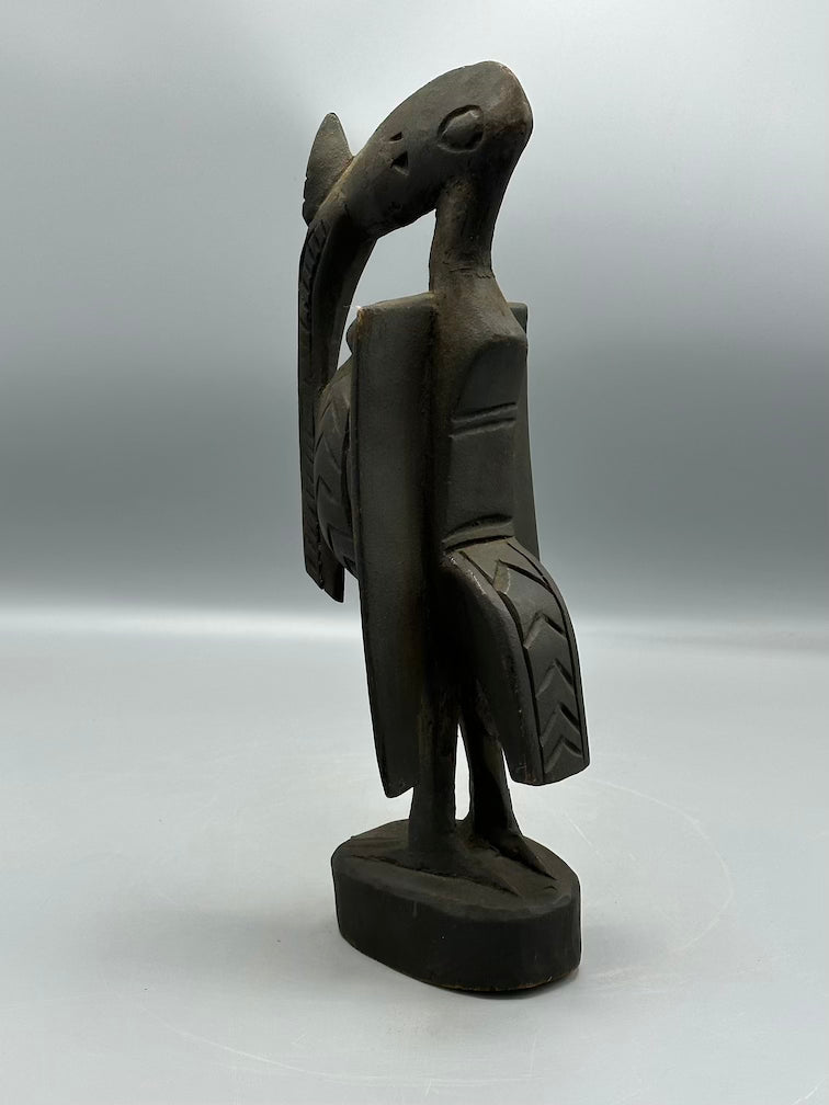 Small Senufo Contemporary Black Hornbill Statue | 13" - Mali