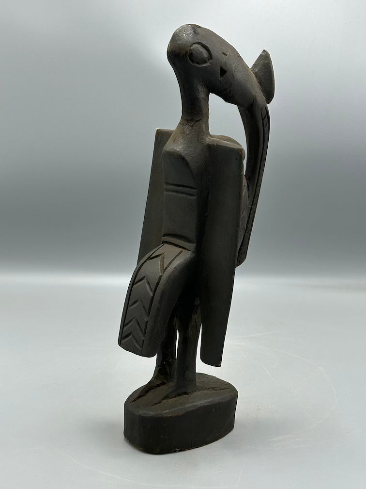 Small Senufo Contemporary Black Hornbill Statue | 13" - Mali