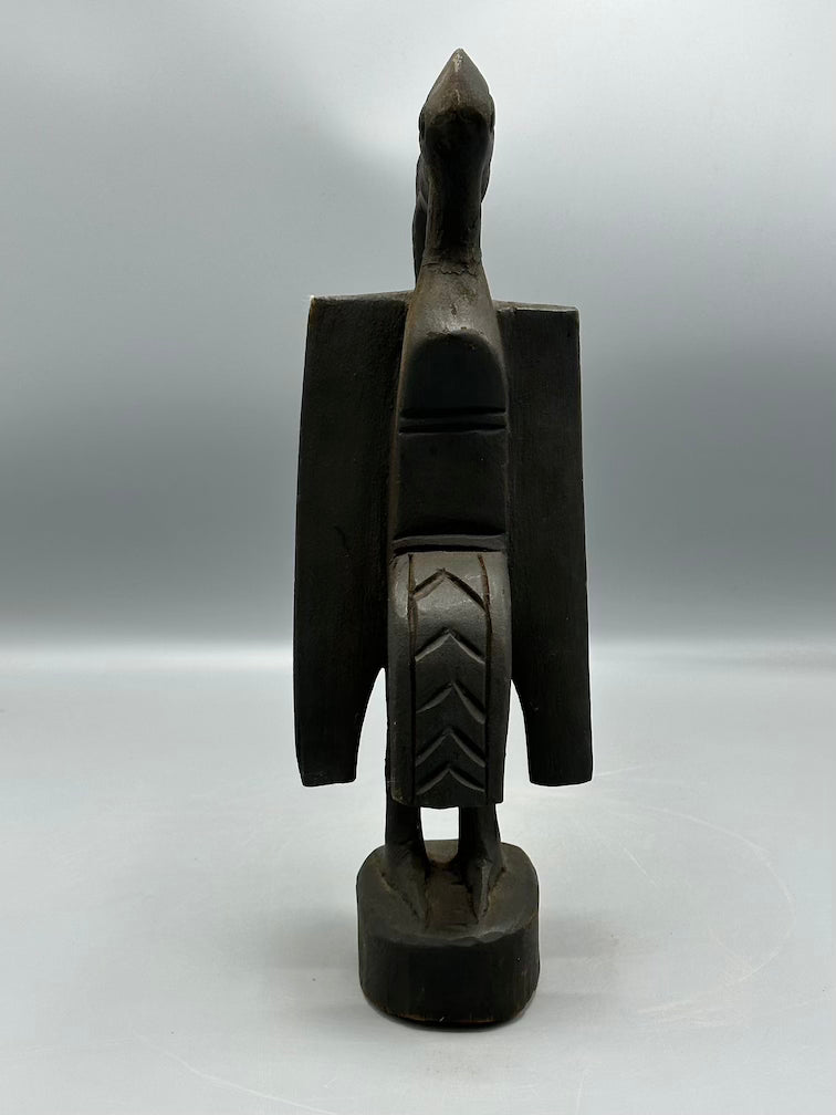 Small Senufo Contemporary Black Hornbill Statue | 13" - Mali