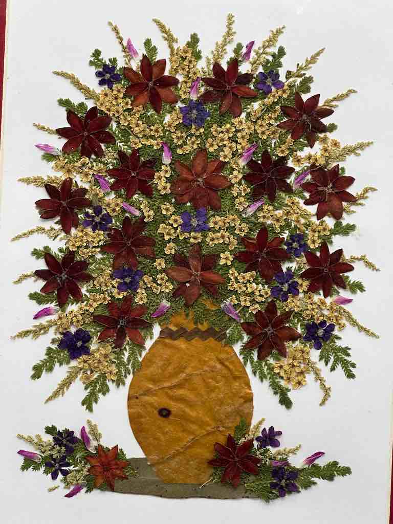 Handmade Pressed Dried Real Flower Framed Collage - Floral Bouquet