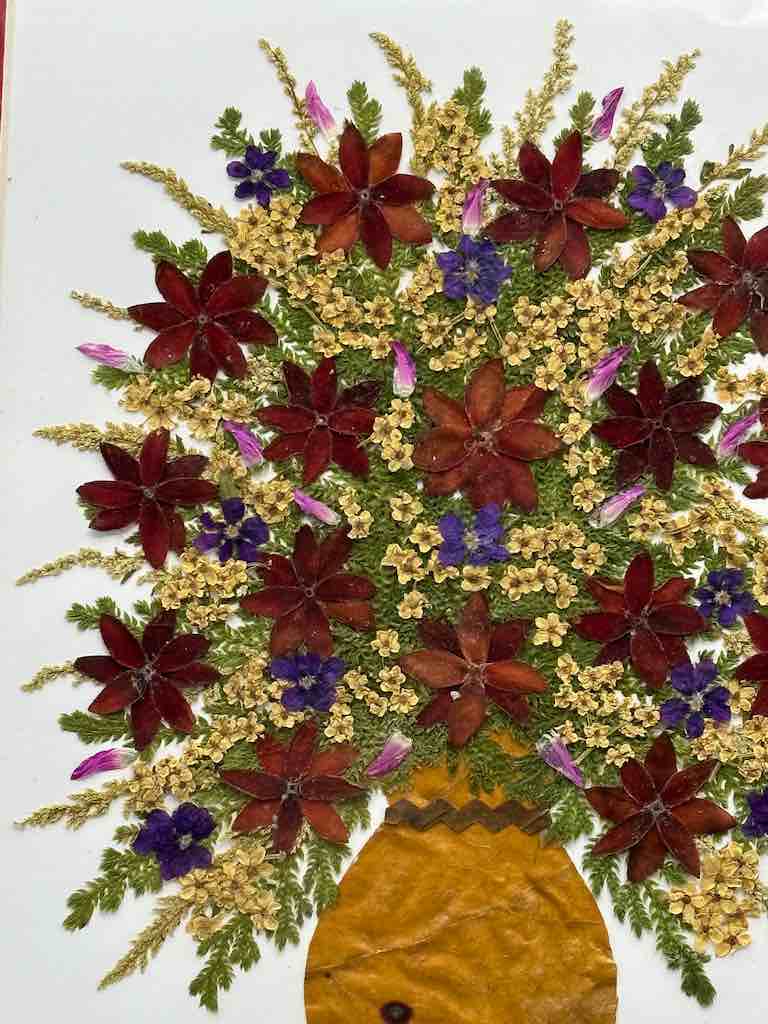 Handmade Pressed Dried Real Flower Framed Collage - Floral Bouquet