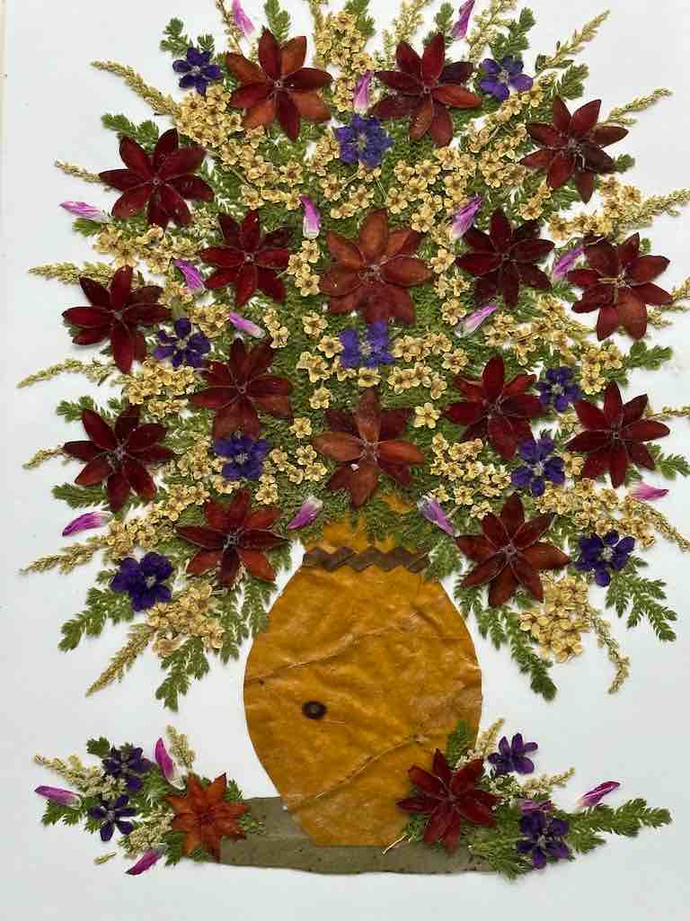 Handmade Pressed Dried Real Flower Framed Collage - Floral Bouquet