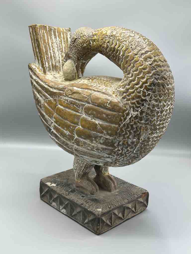 Ashanti Brass Repousse Sankofa Bird Statue | 33"