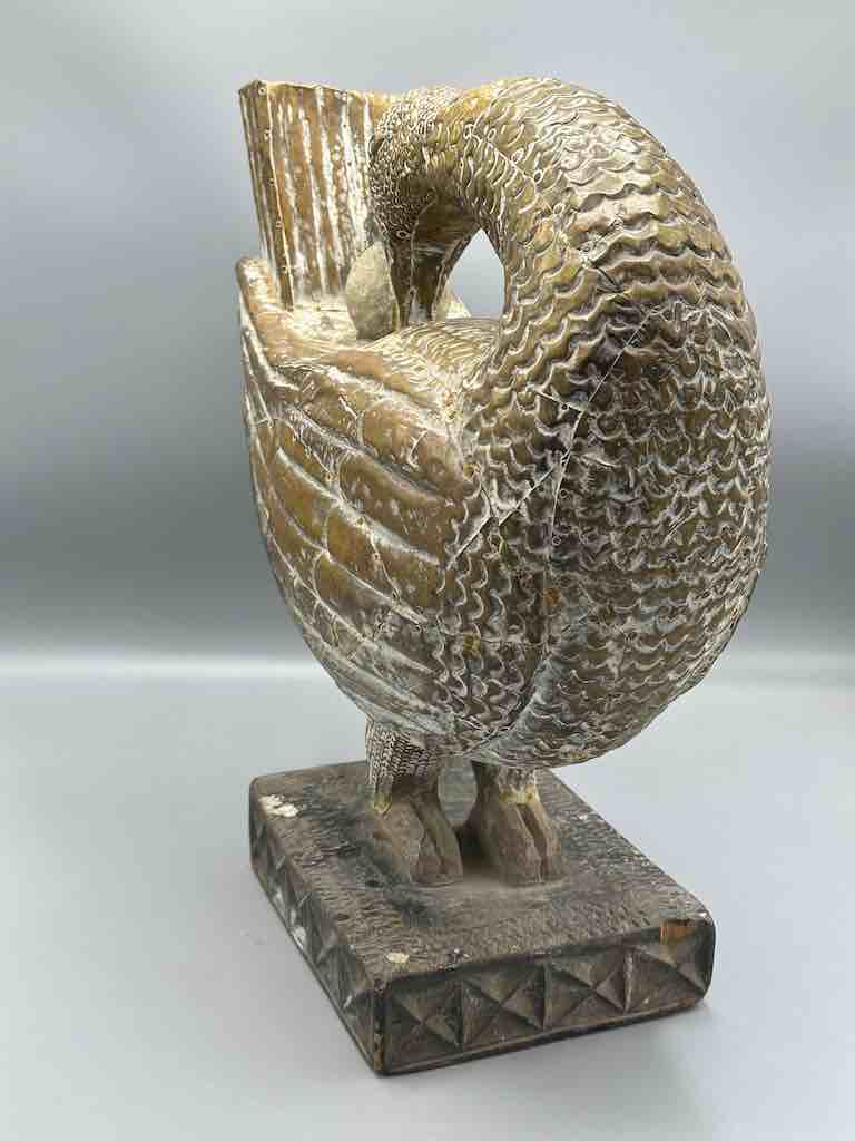 Ashanti Brass Repousse Sankofa Bird Statue | 33"