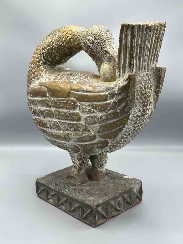 Ashanti Brass Repousse Sankofa Bird Statue | 33"