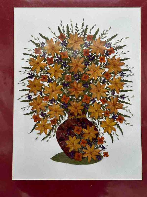 Large Handmade Pressed Dried Real Flower Framed Collage - Floral Bouquet