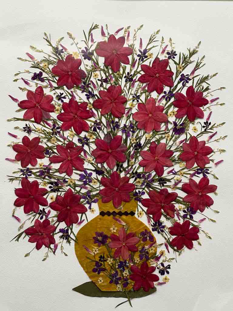 Large Handmade Pressed Dried Real Flower Framed Collage - Floral Bouquet