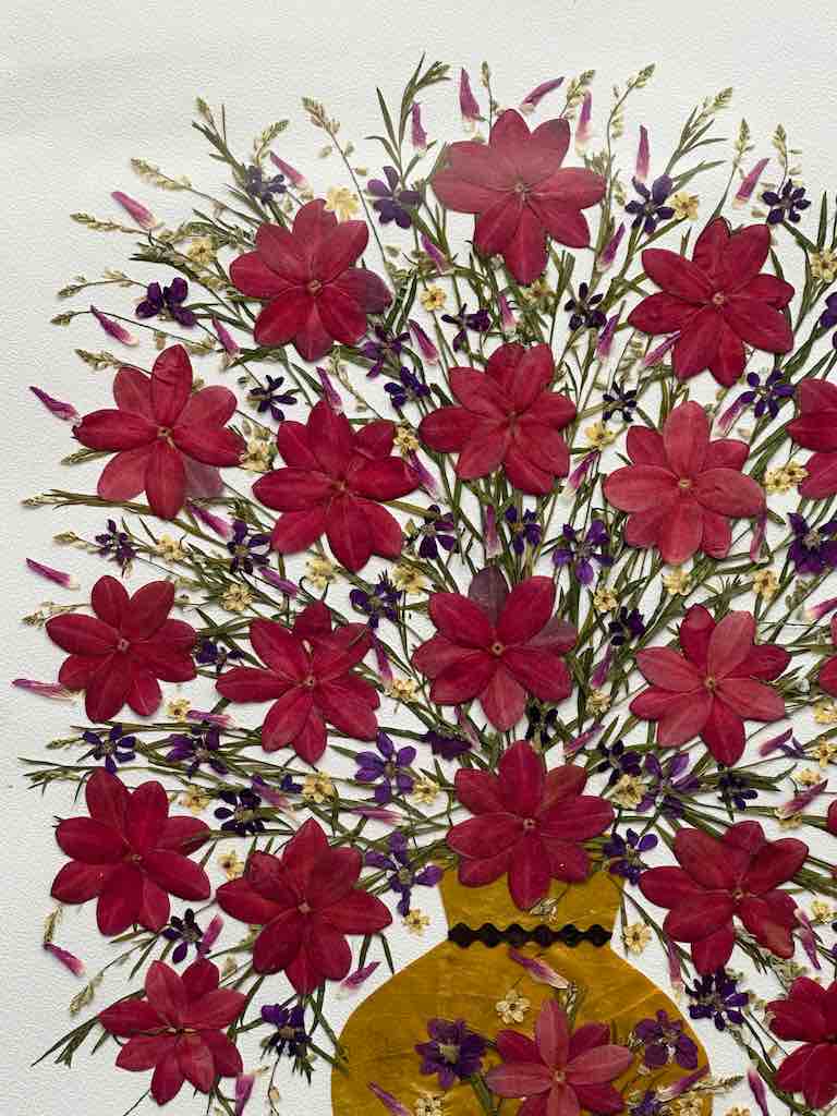 Large Handmade Pressed Dried Real Flower Framed Collage - Floral Bouquet