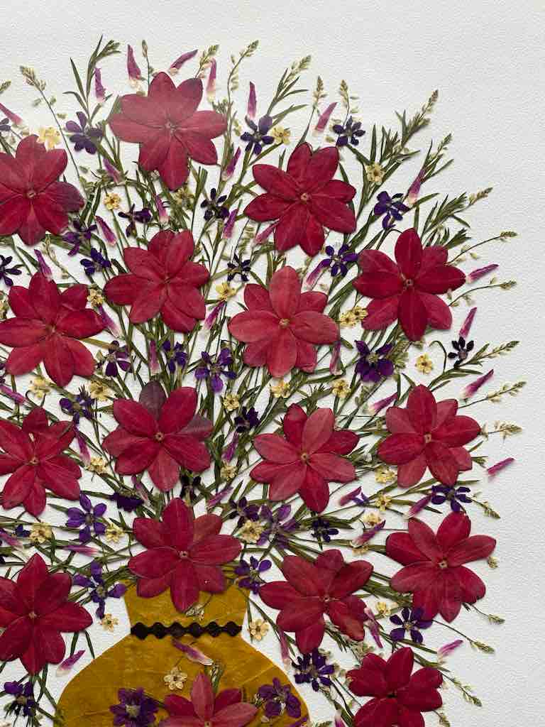 Large Handmade Pressed Dried Real Flower Framed Collage - Floral Bouquet