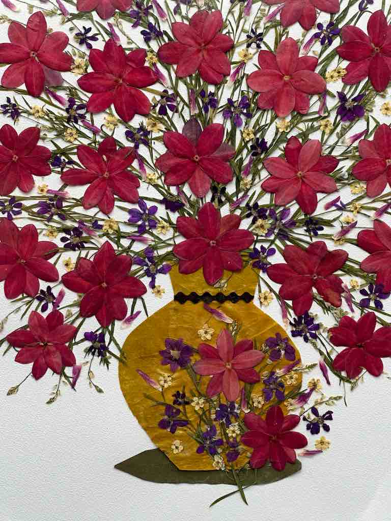 Large Handmade Pressed Dried Real Flower Framed Collage - Floral Bouquet