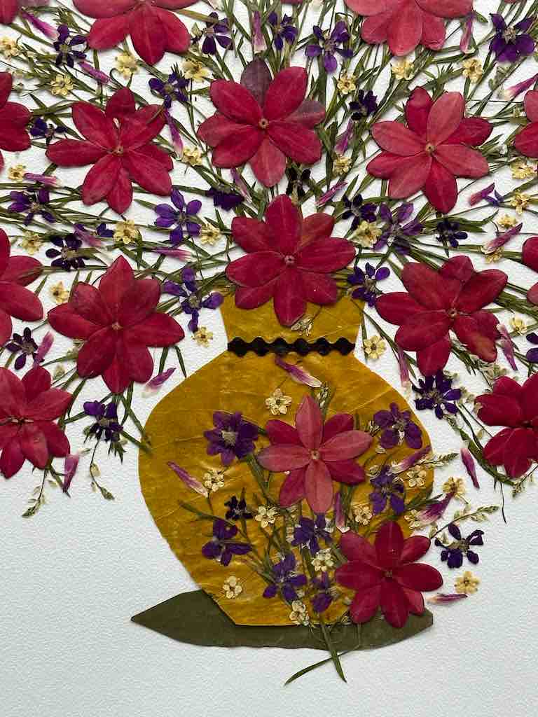 Large Handmade Pressed Dried Real Flower Framed Collage - Floral Bouquet