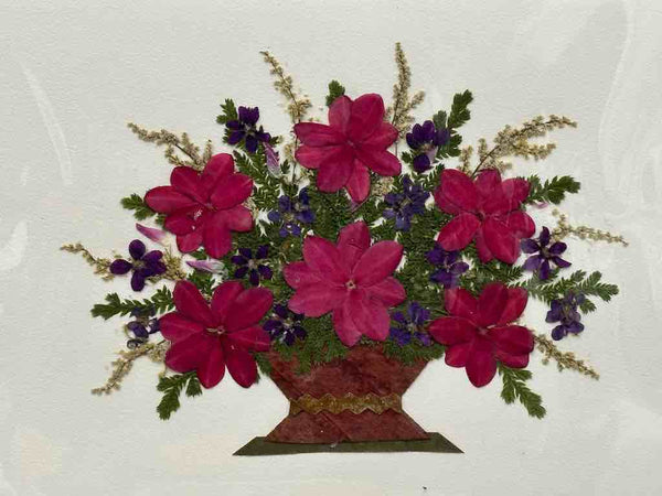 Handmade Pressed Dried Real Flower Greeting Card - Floral Arrangement