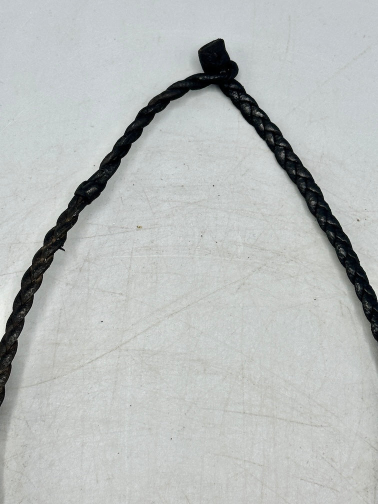 Vintage Cone Shell Black Leather Pendant Necklace - Mali