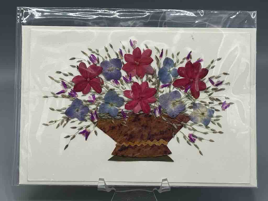 Handmade Pressed Dried Real Flower Greeting Card - Floral Arrangement