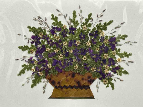 Handmade Pressed Dried Real Flower Greeting Card - Floral Arrangement