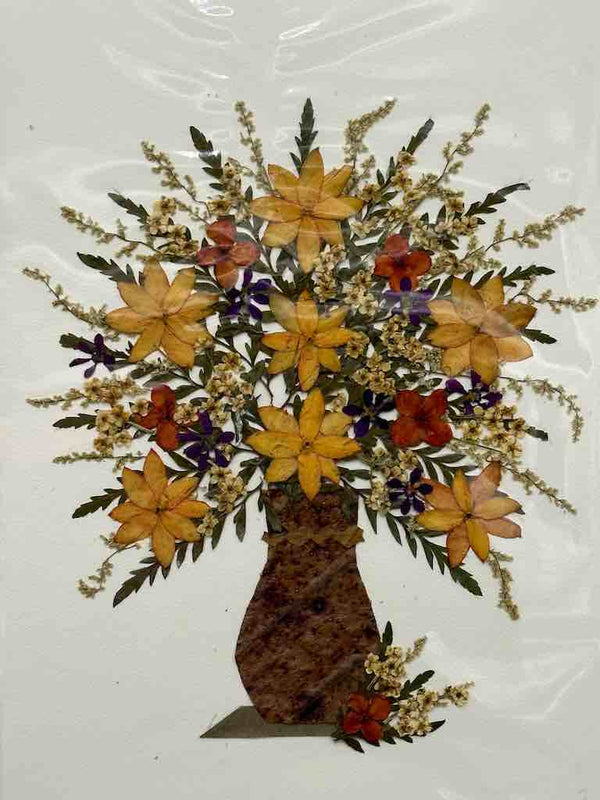 Handmade Pressed Dried Real Flower Greeting Card - Floral Arrangement
