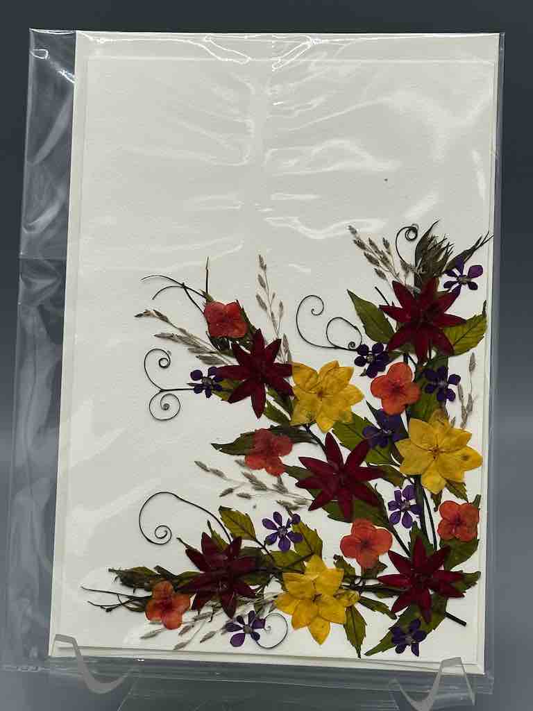 Handmade Pressed Dried Real Flower Greeting Card - Floral Corner