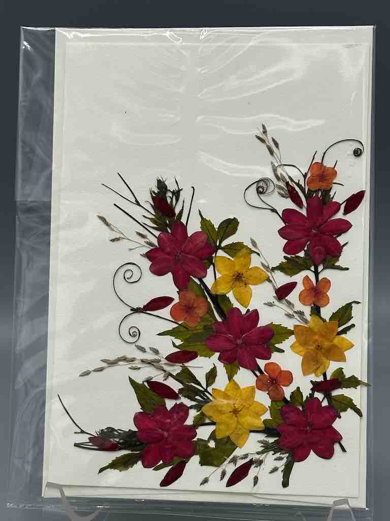 Handmade Pressed Dried Real Flower Greeting Card - Floral Corner