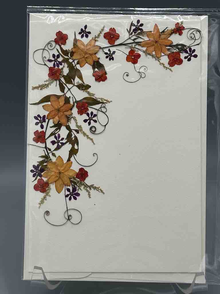 Handmade Pressed Dried Real Flower Greeting Card - Floral Corner