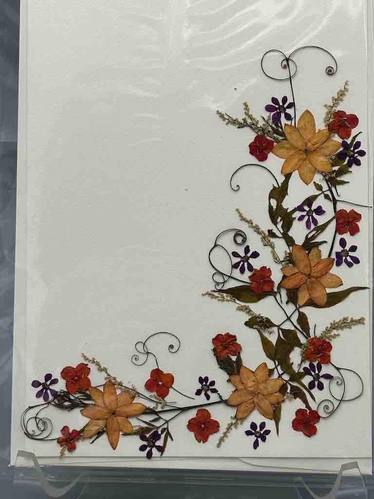 Handmade Pressed Dried Real Flower Greeting Card - Floral Corner