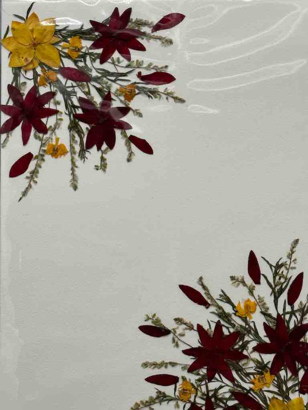 Handmade Dried Real Flower Greeting Card - Opposing Floral Corners