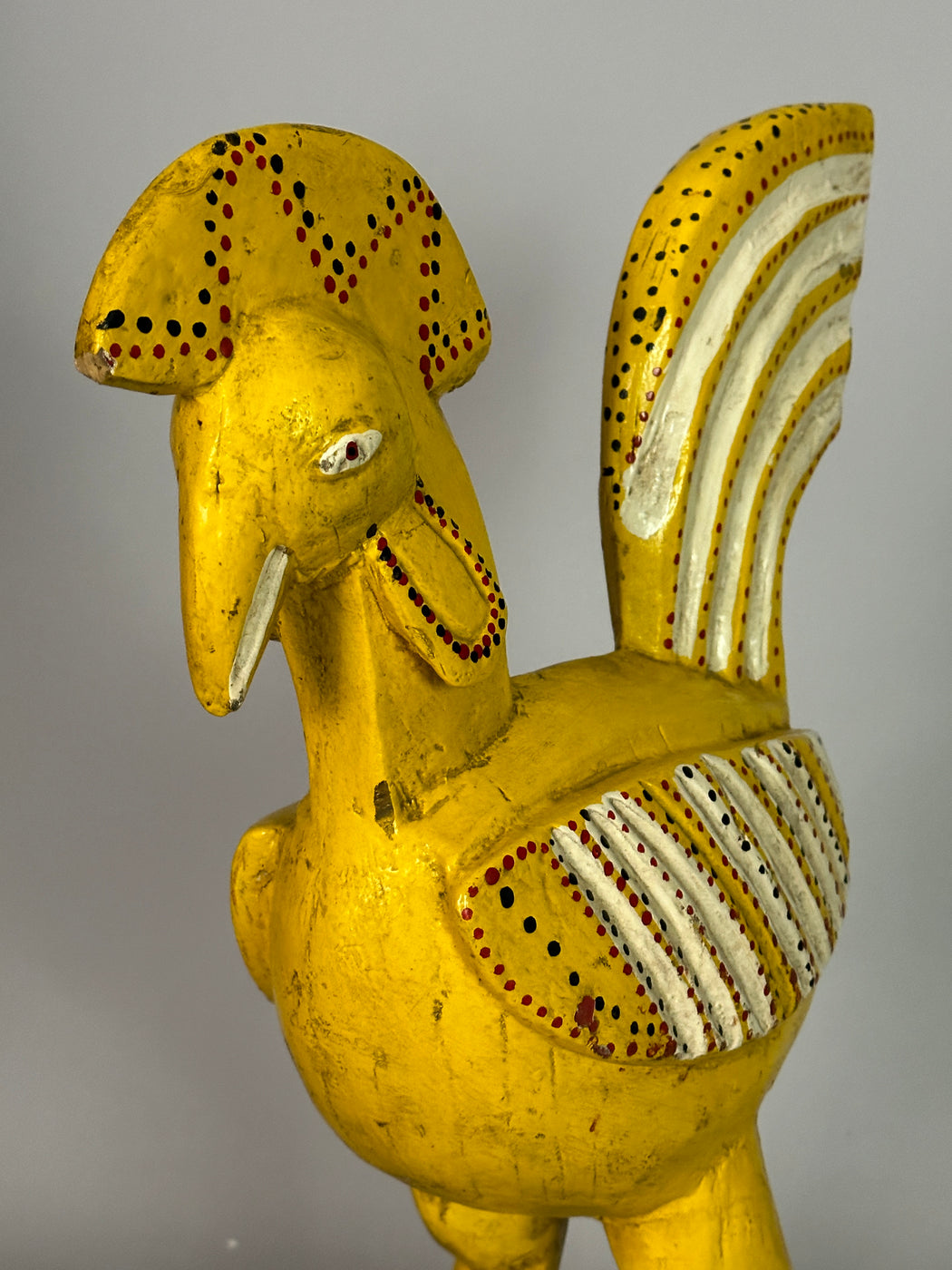 Large Yellow Wooden Chicken Figure | Mali, Africa