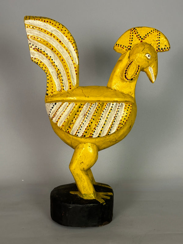 Large Yellow Wooden Chicken Figure | Mali, Africa