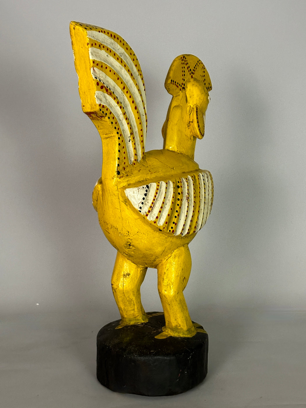 Large Yellow Wooden Chicken Figure | Mali, Africa
