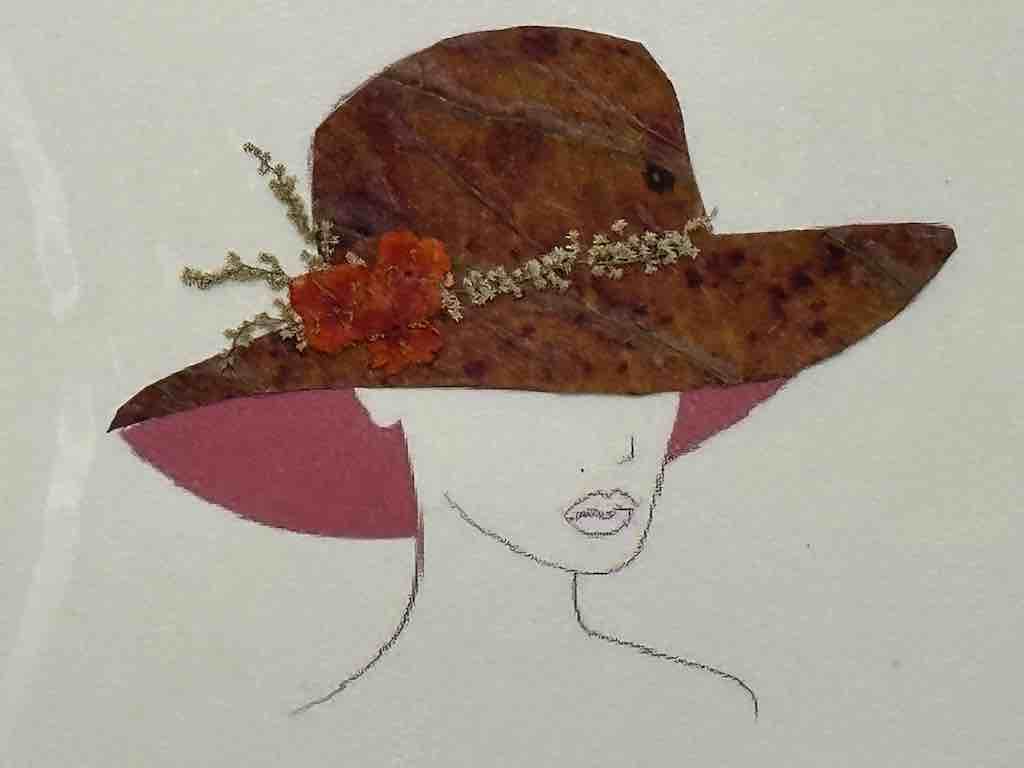 Handmade Pressed Dried Real Flower Greeting Card - Ladies' Hat