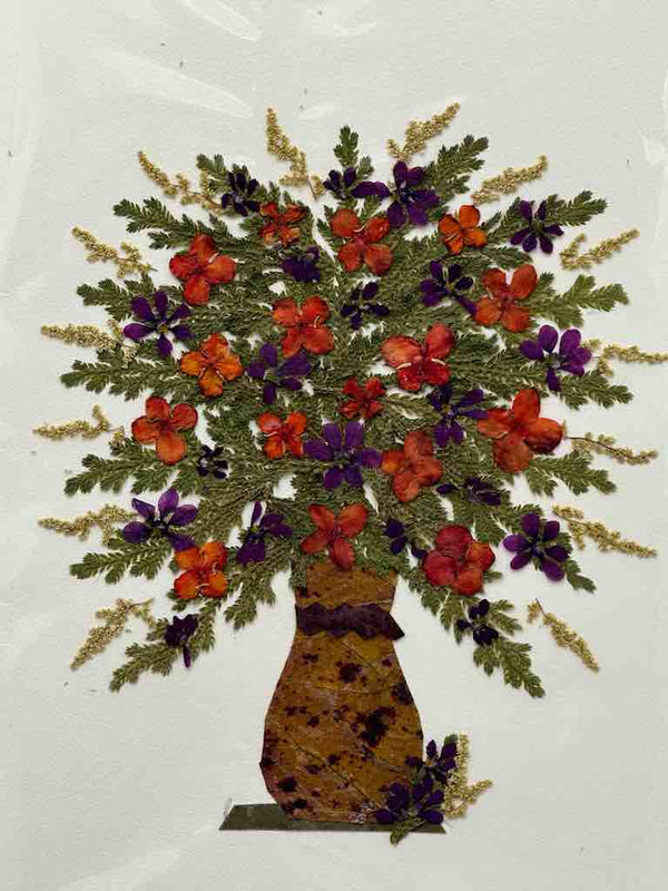 Handmade Pressed Dried Real Flower Greeting Card - Floral Arrangement