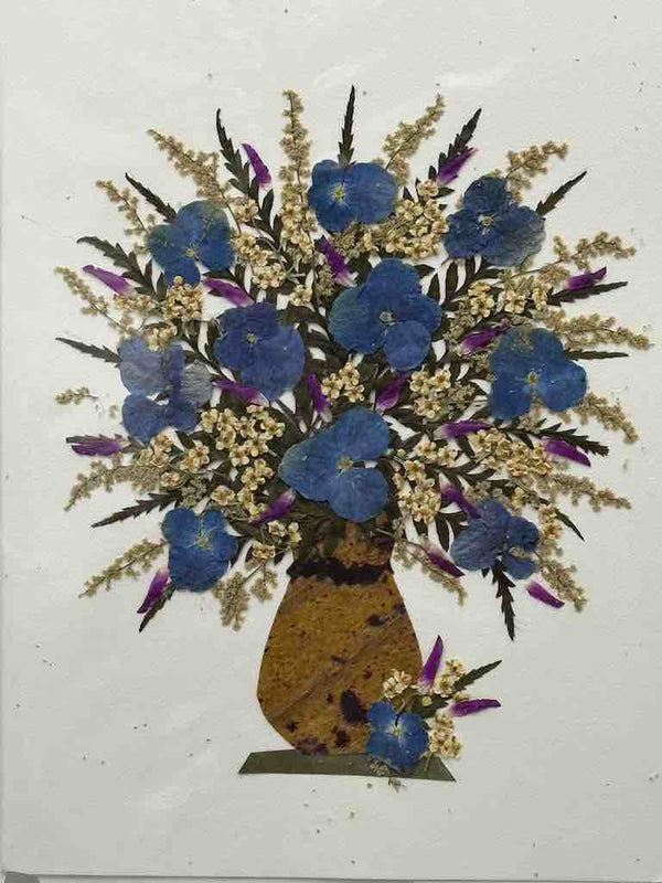Handmade Pressed Dried Real Flower Greeting Card - Floral Arrangement