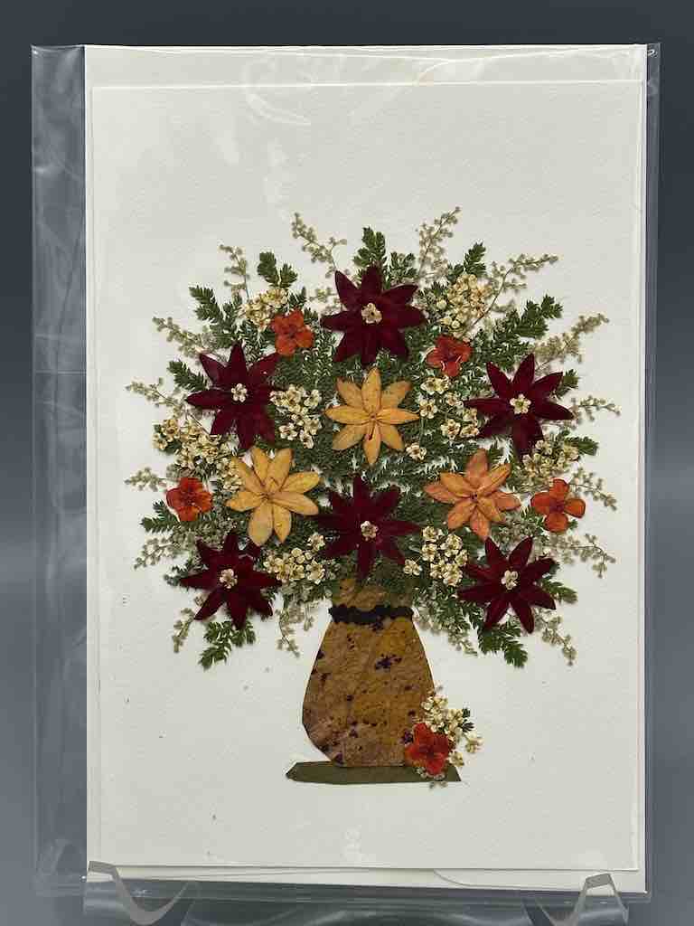 Handmade Pressed Dried Real Flower Greeting Card - Floral Arrangement