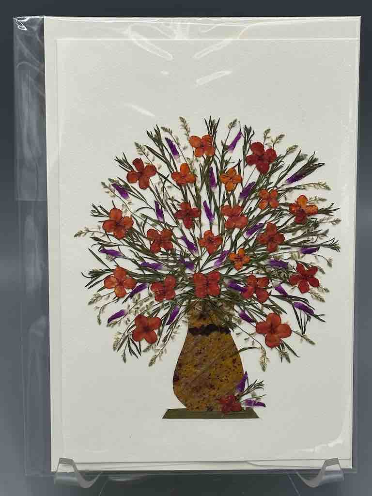 Handmade Pressed Dried Real Flower Greeting Card - Floral Arrangement