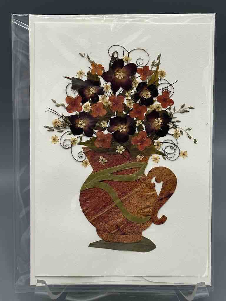 Handmade Pressed Dried Real Flower Greeting Card - Floral Arrangement