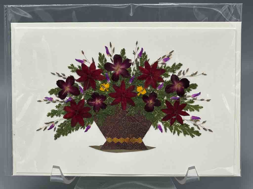 Handmade Pressed Dried Real Flower Greeting Card - Floral Arrangement