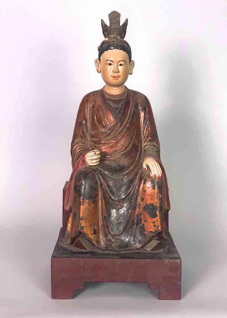 Antique Vietnamese Seated Forest Lady Buddhist Altar Statue