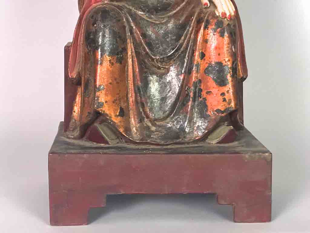 Antique Vietnamese Seated Forest Lady Buddhist Altar Statue