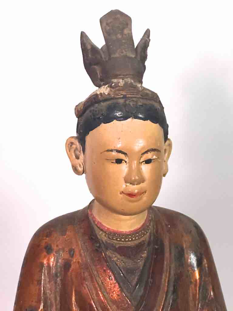 Antique Vietnamese Seated Forest Lady Buddhist Altar Statue