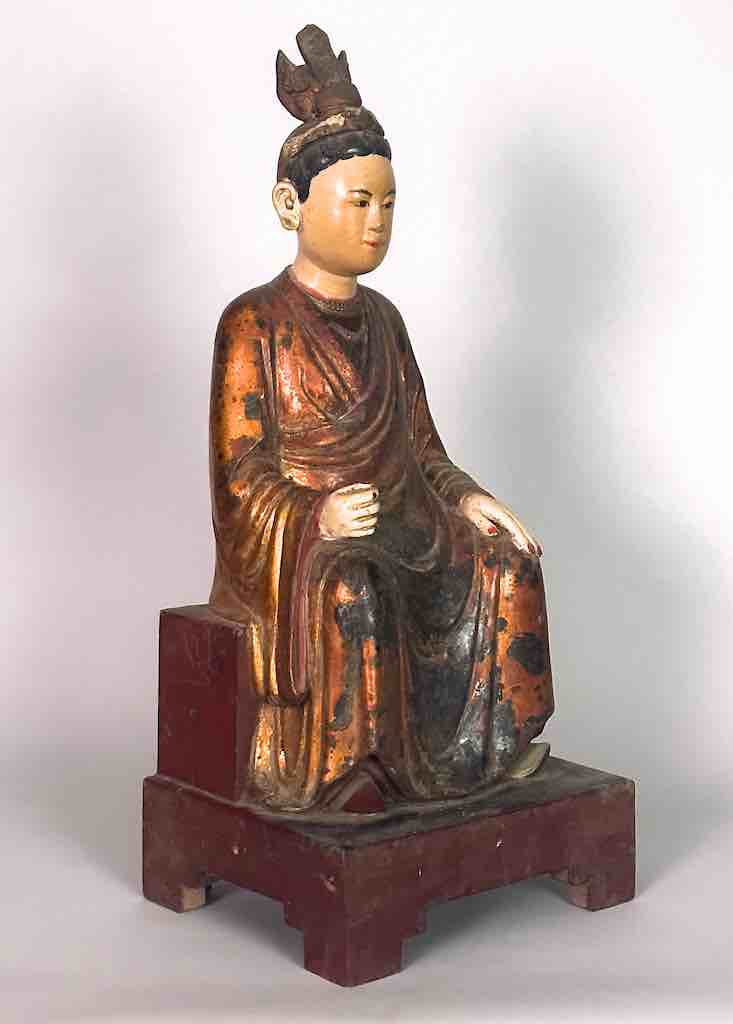 Antique Vietnamese Seated Forest Lady Buddhist Altar Statue