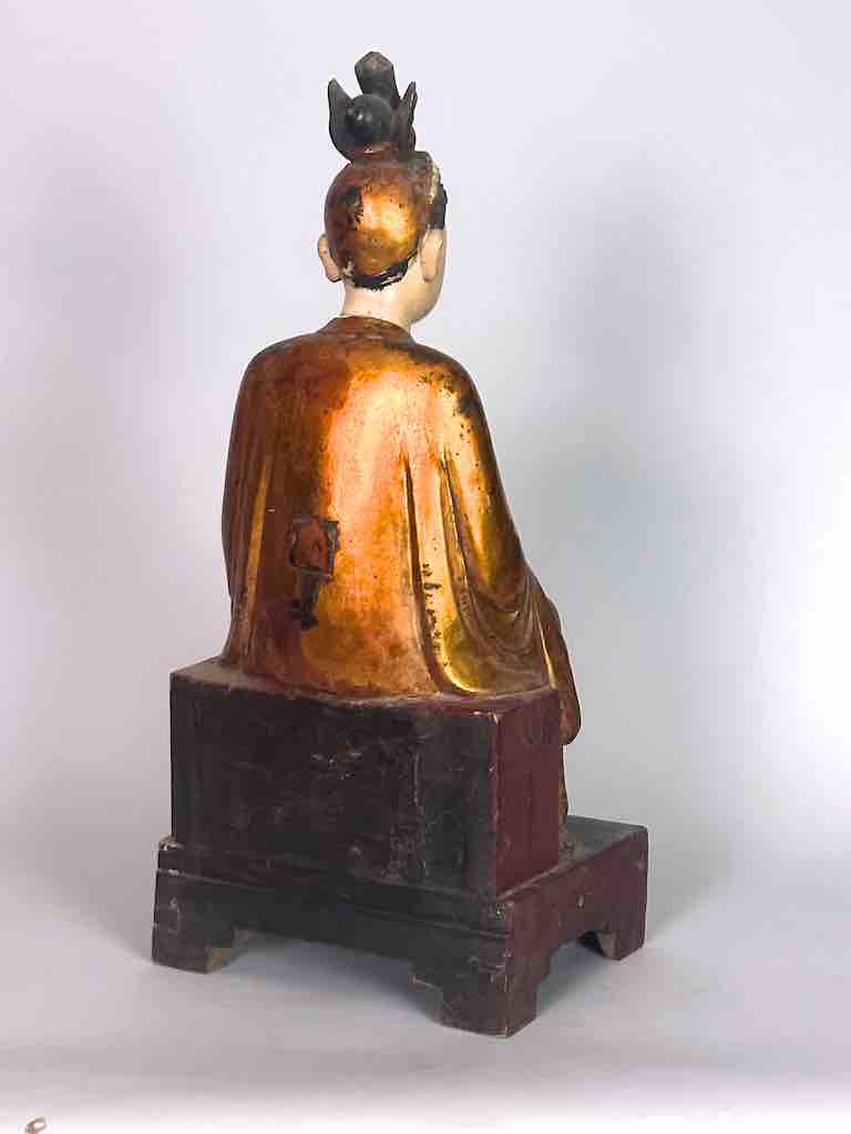 Antique Vietnamese Seated Forest Lady Buddhist Altar Statue