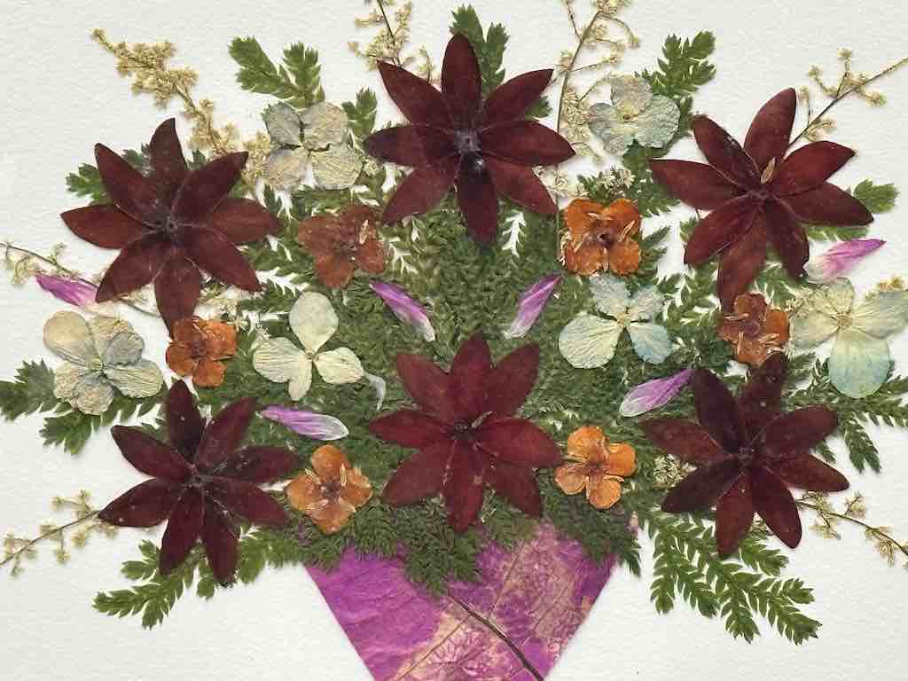 Handmade Pressed Dried Real Flower Greeting Card - Floral Arrangement