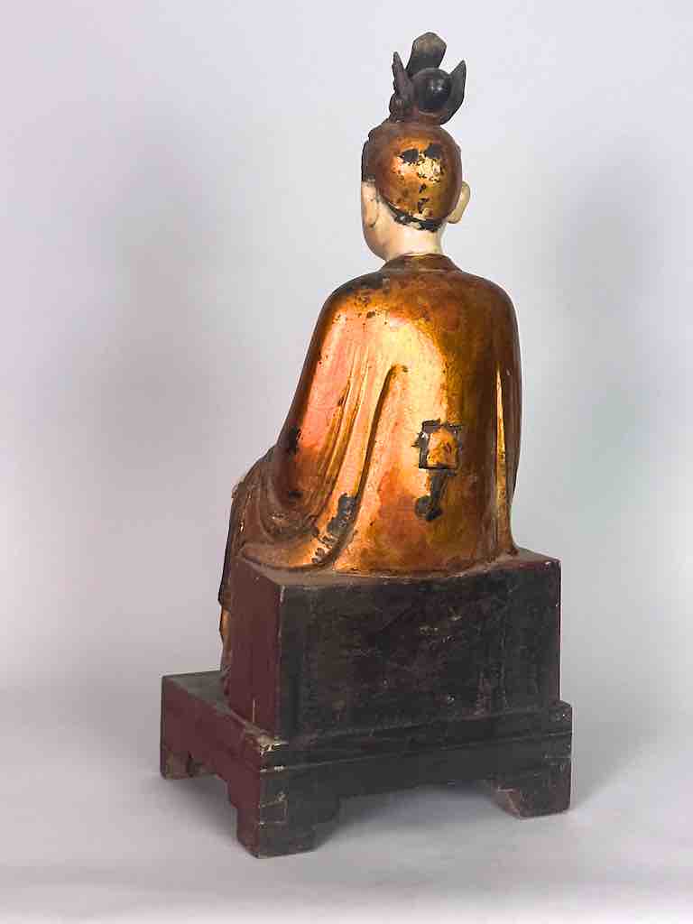 Antique Vietnamese Seated Forest Lady Buddhist Altar Statue