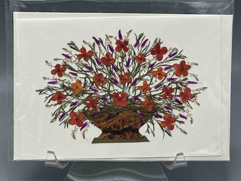 Handmade Pressed Dried Real Flower Greeting Card - Floral Arrangement