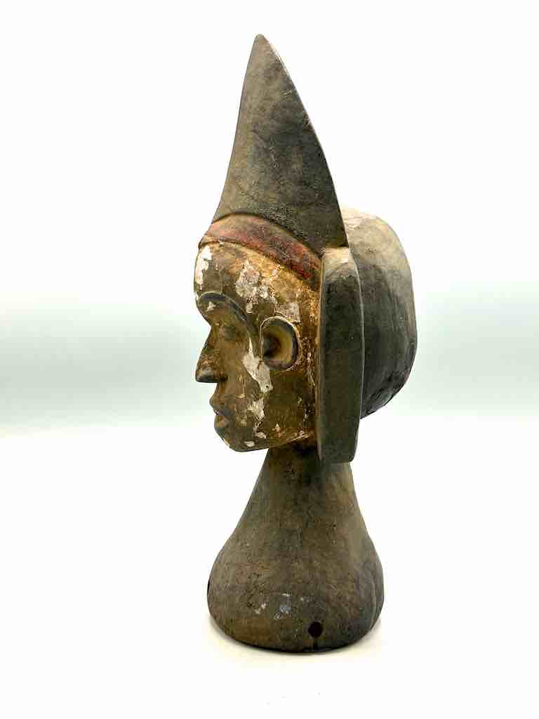 Vintage Igbo Male Head Dance Crest Statue | 14" - Nigeria