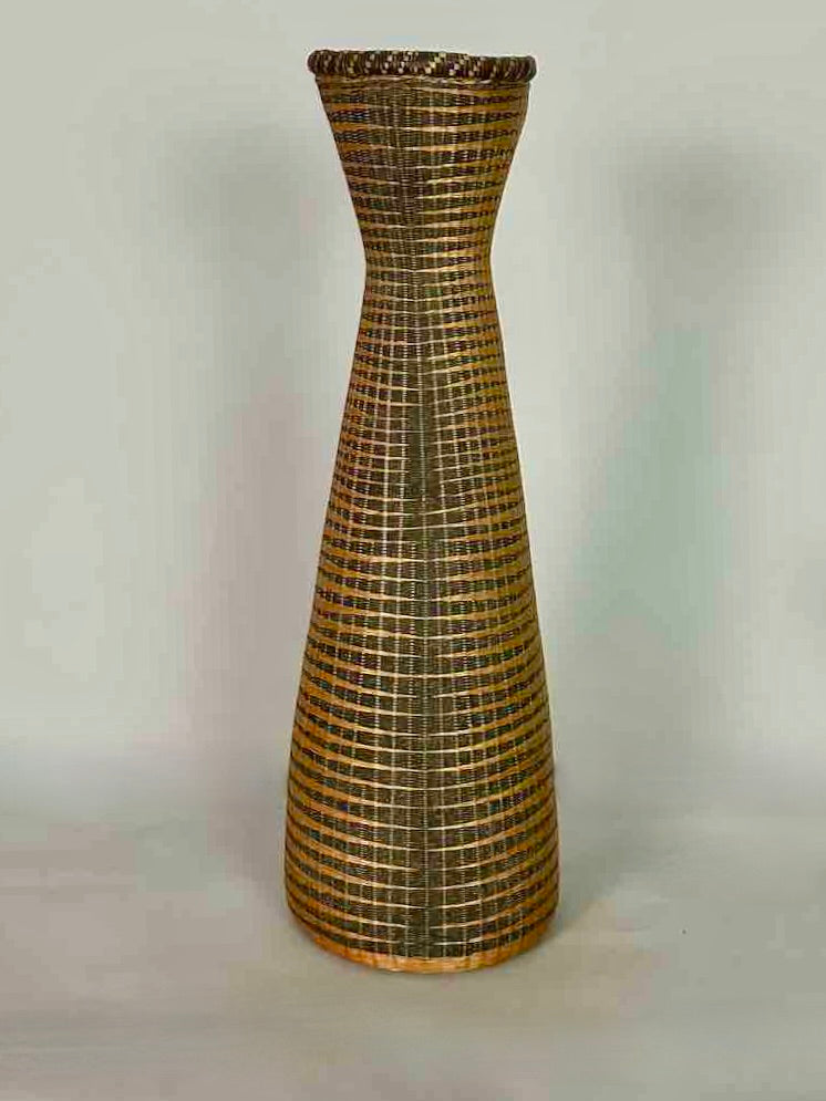 Tutsi Decor Very Detailed Weave Tall Slender Basket - Rwanda