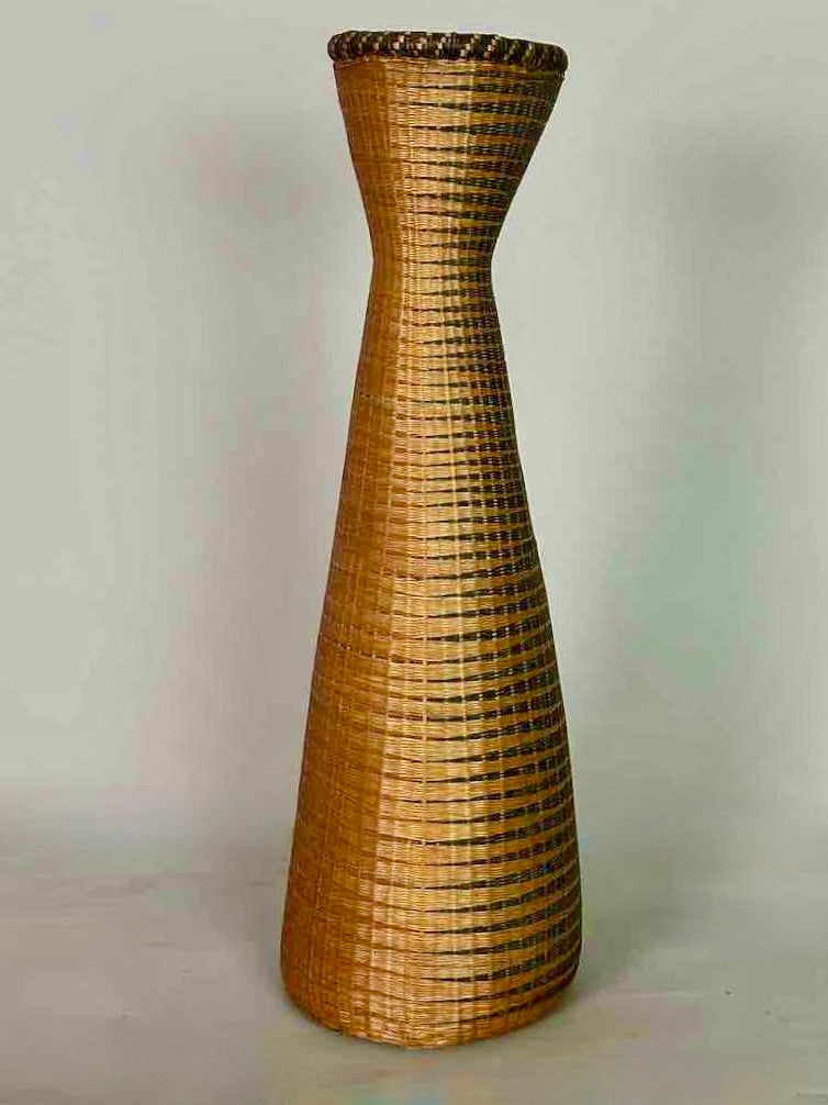 Tutsi Decor Very Detailed Weave Tall Slender Basket - Rwanda