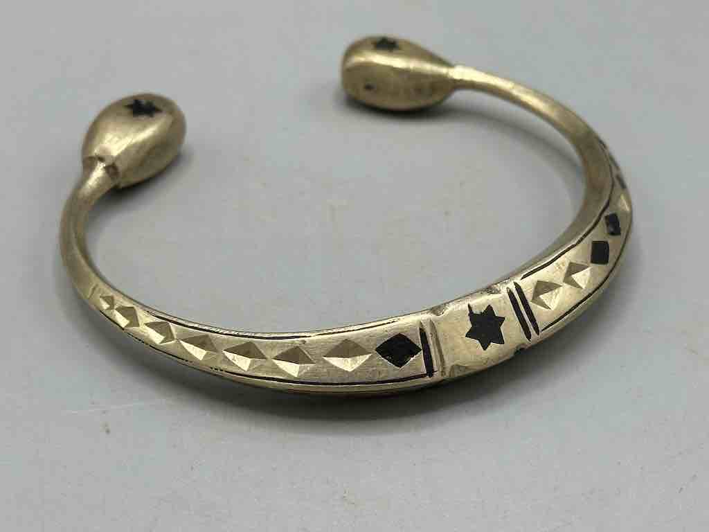 Heavy Tuareg Coin Silver Inlaid Bracelet - Imperfect