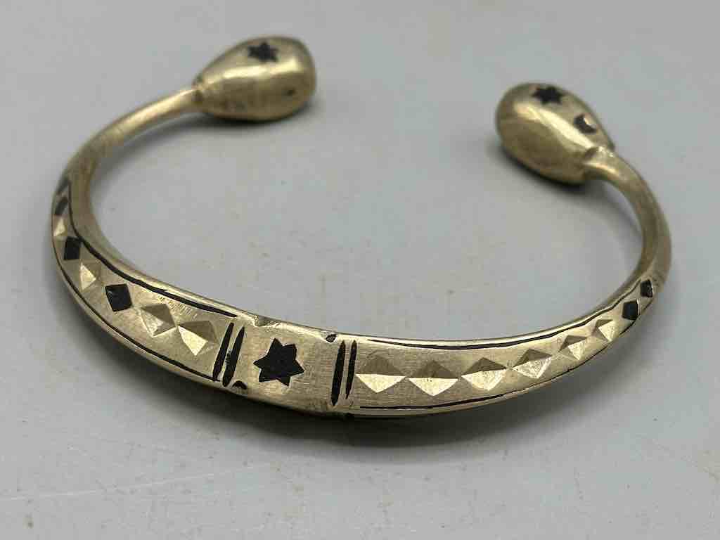 Heavy Tuareg Coin Silver Inlaid Bracelet - Imperfect