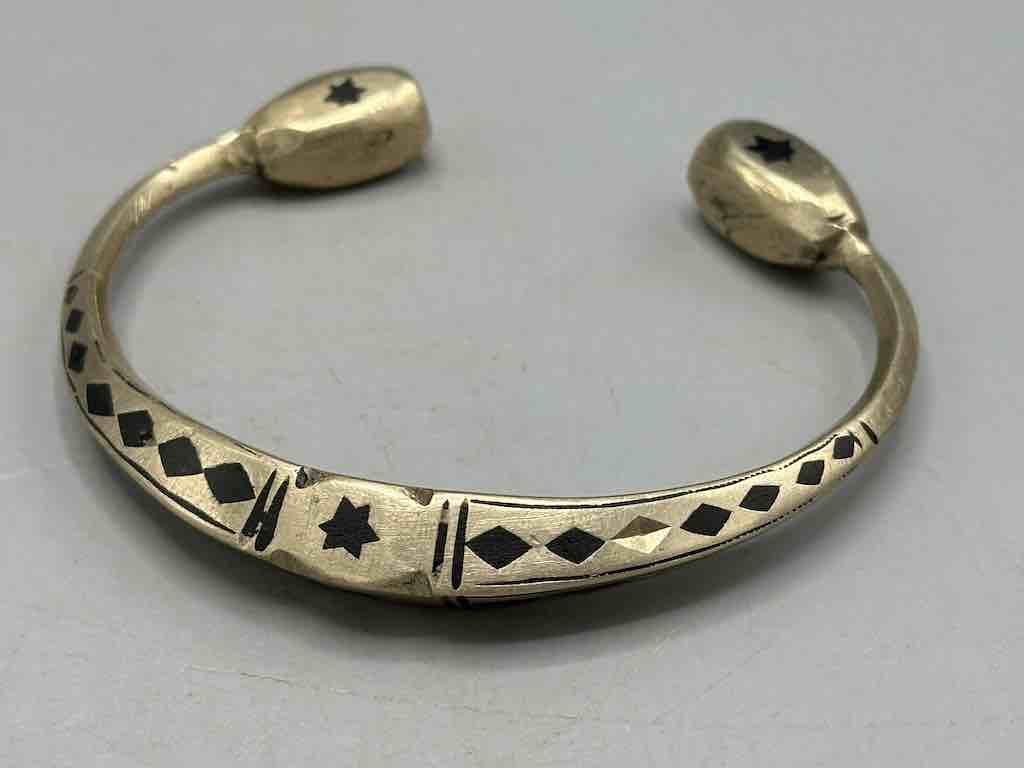 Heavy Tuareg Coin Silver Inlaid Bracelet - Imperfect