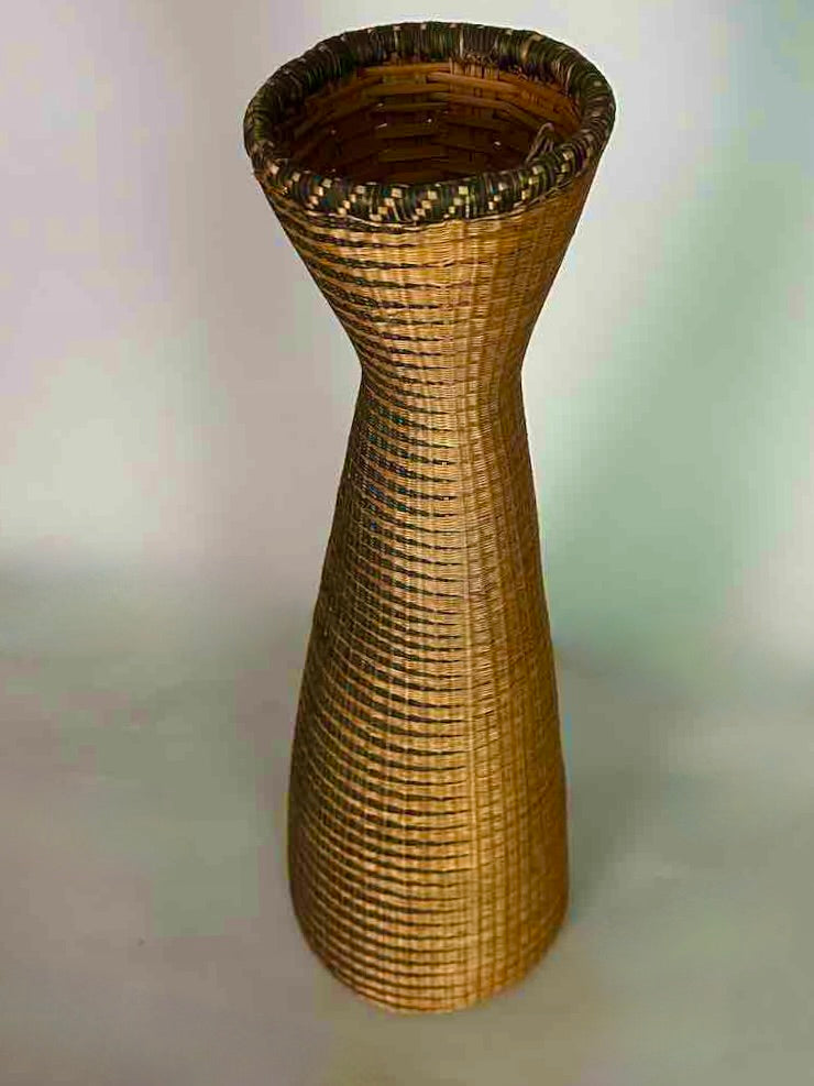 Tutsi Decor Very Detailed Weave Tall Slender Basket - Rwanda